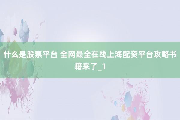 什么是股票平台 全网最全在线上海配资平台攻略书籍来了_1