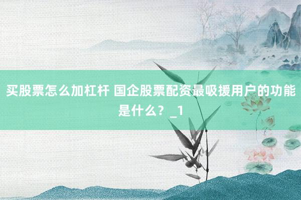 买股票怎么加杠杆 国企股票配资最吸援用户的功能是什么？_1