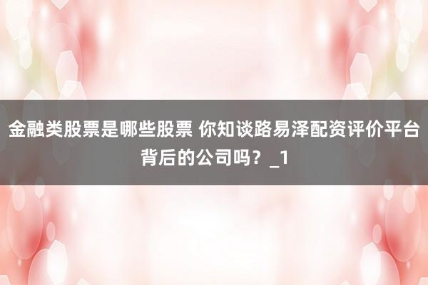 金融类股票是哪些股票 你知谈路易泽配资评价平台背后的公司吗？_1