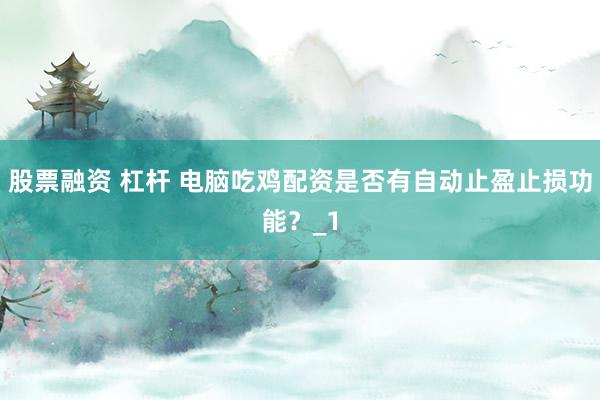 股票融资 杠杆 电脑吃鸡配资是否有自动止盈止损功能？_1